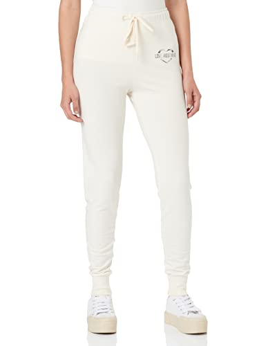 Love Moschino Damskie spodnie Slim Fit Jog with Brand Heart Olographic Print Casual Pants, kremowy, 40