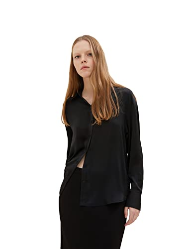 TOM TAILOR Denim Damski satynowa bluzka 1034279, 14482 - Deep Black, XS