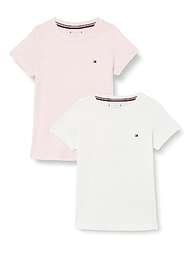 Tommy Hilfiger Top od piżamy dziewczęcej, Biały/jasnoróżowy, 6-7 lat