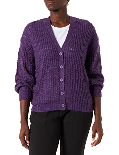 JACK&JONES Women's JXVICTORIA Open Kardigan Knit SN kurtka dzianinowa, Acai/Detail:/with Berry Conserve, S, Acai/Detail:/With Berry Conserve, S