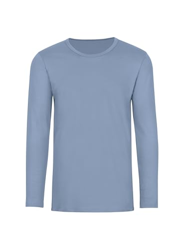 TRIGEMA Męska koszulka z długim rękawem z elastanem – dopasowany krój (Slim Fit) – elastyczna – okrągły dekolt – 602501, Pearl-Blue, S