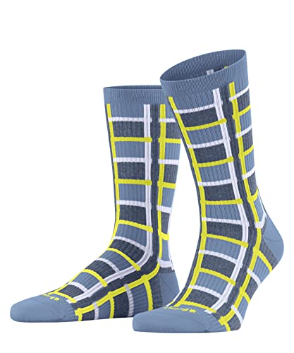 Burlington Mężczyźni Skarpety Urban Check M SO Bawełna z wzorem 1 Para, Niebieski (Sky Blue 6876), 40-46