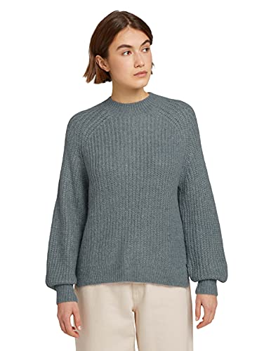 TOM TAILOR Denim Damski Sweter z golfem ze ściągaczami 1029090, 28321 - Grey Mint Melange, XS