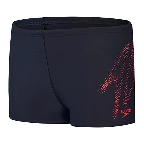Speedo Chłopięce kąpielówki Hyper Boom Placement Aquashort, granatowe/czerwone, 30 (11-12 lat), Granatowy (Navy)/czerwony, 12 lat