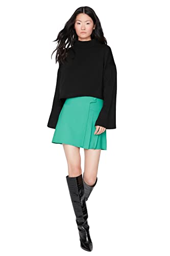 TRENDYOL Women's damska mini linia A tkanina tkana spódnica Skirt, zielona, 36, Grün, 36