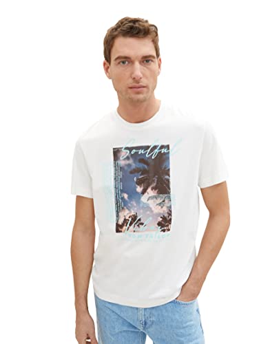 TOM TAILOR Koszulka męska 1036415, 10332-Off biała, XXL, 10332 – Off White, XXL