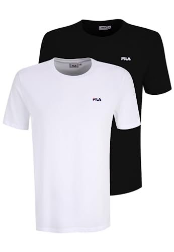 FILA Męski T-shirt Brod Tee/Double Pack, Black-Bright White, L, czarno-jasny biały, L