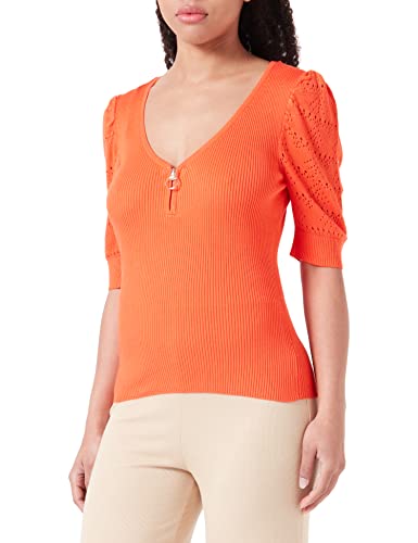 Morgan damski sweter z krótkim rękawem z dekoltem w serek MOTAR pomarańczowy średni TS, Orangeade, S