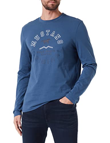 MUSTANG Męski T-shirt Adrian C Print, Dark Denim 5242, L
