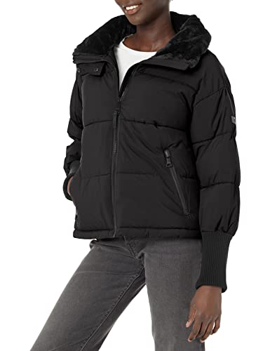 DKNY Damski płaszcz alternatywny puchowy, czarny, S