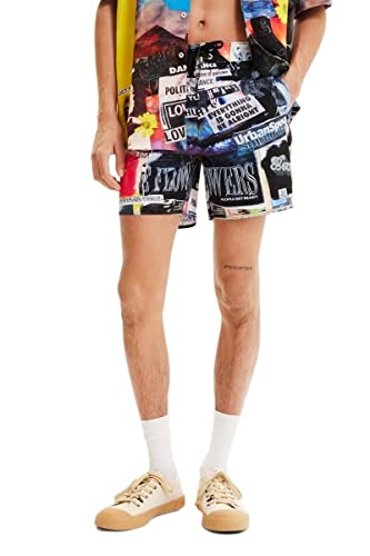 Desigual Męskie BAADOR_ARON 2000 Black Man Woven Board szorty, L, czarny, L