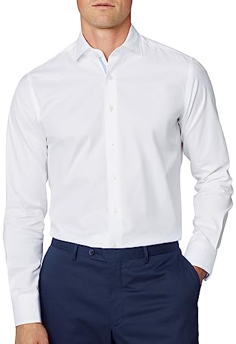 Hackett London Męska koszula w paski Twill ENG biała (biała), S, Biały (biały), S