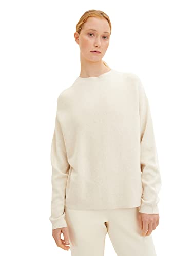 TOM TAILOR Denim Damski sweter strukturalny 1033305, 24421 - Creme Beige Melange, L