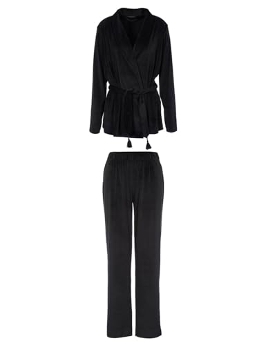 Emporio Armani Damska kurtka szenilowa + luźne spodnie (2 sztuki), czarny, XS
