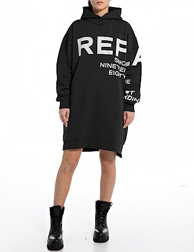 Replay Bluza damska z kapturem, 098 BLACK, XL