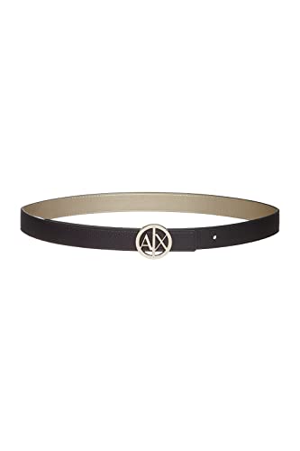 Armani Exchange Damski dwukolorowy, pasek z logo, czarny/złoty, XL
