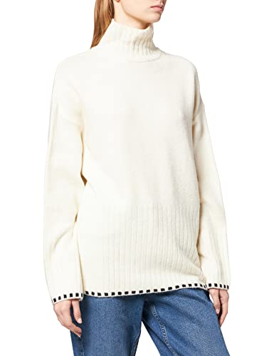 NA-KD Damski sweter z dzianiny z wysokim dekoltem, biały, 46