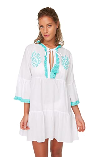 Trendyol Women's Perlen sukienka plażowa z woalu, niebieska, 40