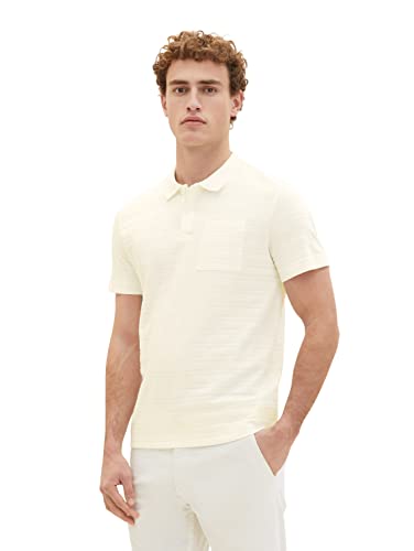 TOM TAILOR Męska koszulka polo, 1036347, biała, M, 10332 – Off White, M