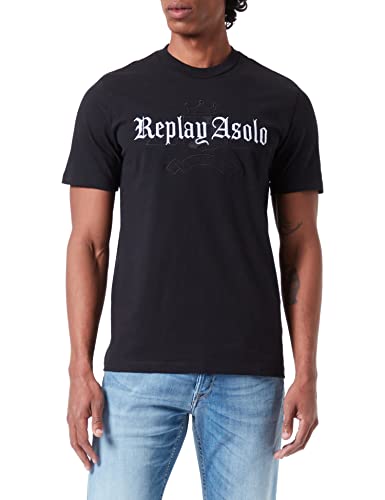 Replay T-shirt męski, 098 BLACK, L