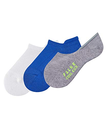 FALKE Invisible Cool Kick 3-pak, miękki materiał dla dzieci, biało-niebieskie, wiele innych kolorów, stopki, niewidoczne bez motywu, oddychające, High Cut z pluszową podeszwą w opakowaniu zbiorczym, 3