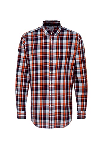 Seidensticker Męska koszula biznesowa – koszula bez prasowania o prostym kroju – Regular Fit – długi rękaw – kołnierz na guziki – 100% bawełna, pomarańczowy, 47