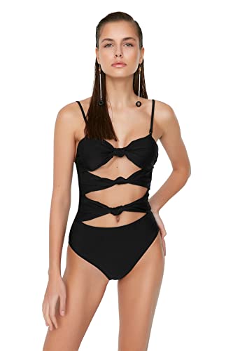 Trendyol Damski strój kąpielowy z dzianiny, Czarny, 40