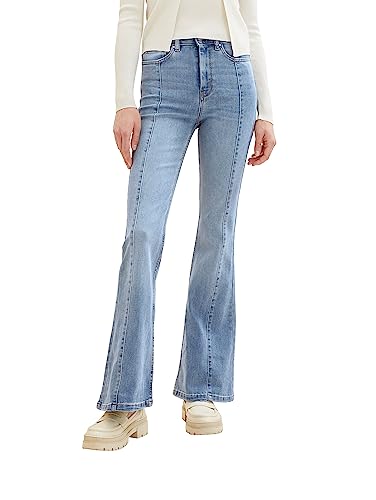 TOM TAILOR Denim Damskie spodnie jeansowe slim fit z koronką i ozdobnymi szwami, 10118-Used Light Stone Blue Denim, 32, 10118-used Light Stone Blue Denim, 32