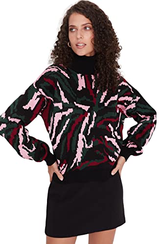 Trendyol Damska bluza z golfem o regularnym kroju, Czarny, S