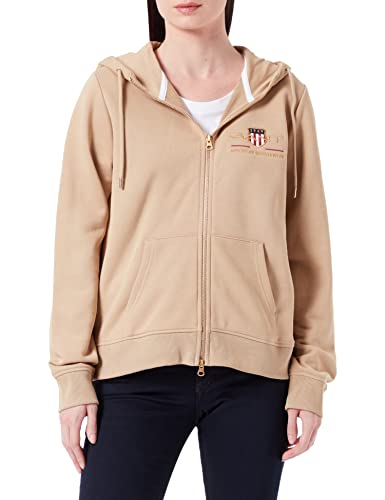 GANT Damska bluza z kapturem Archive Shield Full Zip Hoodie, Hazelwood beżowy, XL