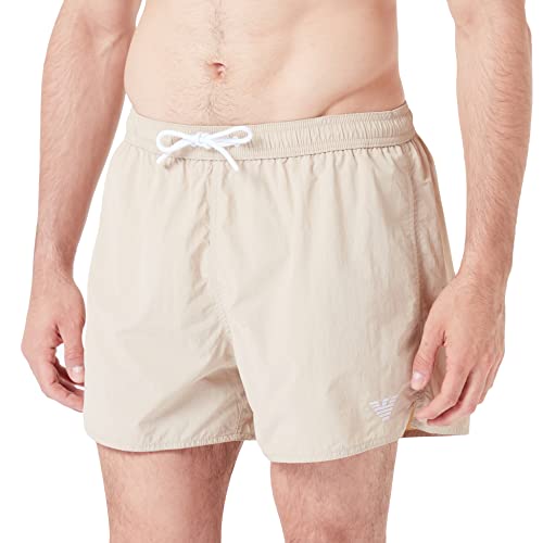 Emporio Armani Swimwear Emporio Armani Embroidery Logo Boxer Short Swim Trunks, Sand Yellow, 54, Piaskowy żółty