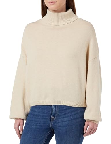 CARNEA Damski sweter z golfem 25825303-CA04, beżowy, XS/S, beżowy, XS-S