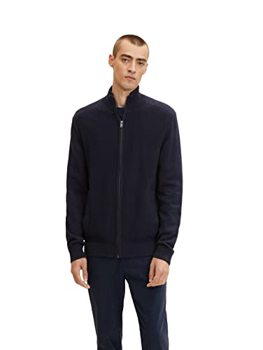 TOM TAILOR Męskie Kardigan ze stójką 1032303, 13160 - Knitted Navy Melange, S