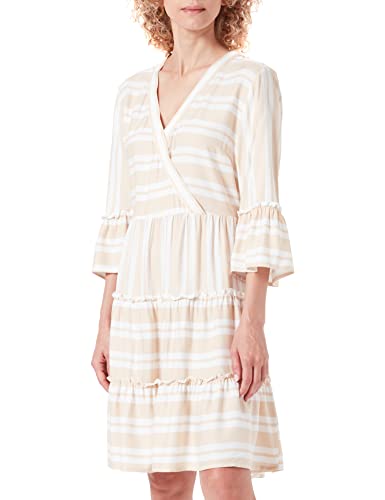 Vila Women's VIBILLY 3/4 sukienka/SU/LC sukienka, Cloud Dancer/Stripes:Cement, 38