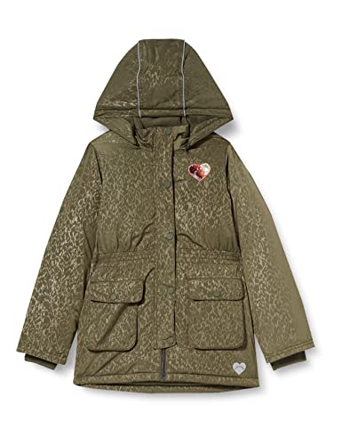 s.Oliver Junior Girl's płaszcz z długim rękawem, khaki/oliwkowy AOP, 134