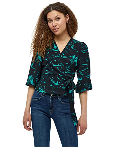 Minus Damska bluzka owijana Selena 2, Ocean Green Swirl Print, 10