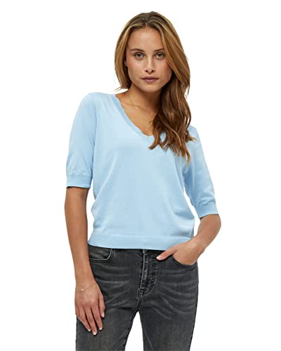 Minus Damska koszulka Milla V z dzianiny z dekoltem w serek, niebieski (Ice Blue), XL, Lodowy Błękit, XL