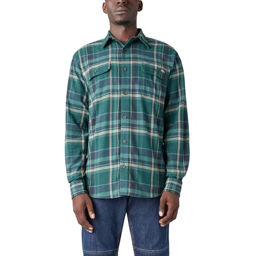 Dickies Męska koszula Flex Flanela L/S, Forest Green Multi Plaid, L, Zielony las w kratę, L