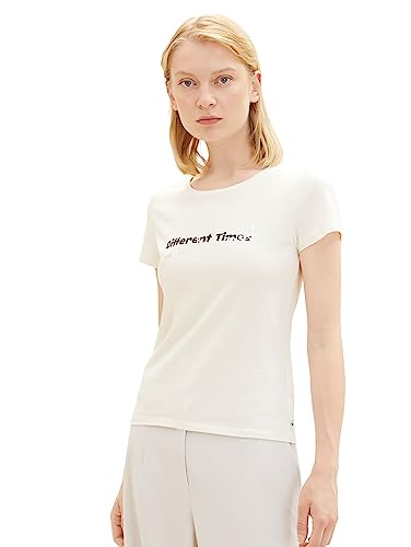 TOM TAILOR Denim Damska koszulka z nadrukiem, 10348-Gardenia White, XXL