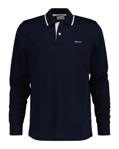 GANT Męska koszulka polo Pique Ls, niebieski (Evening Blue), M