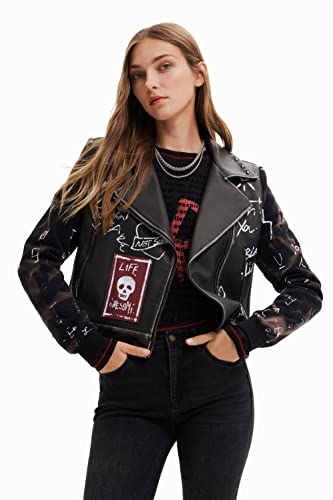 Desigual Damski płaszcz PU, czarny, XS