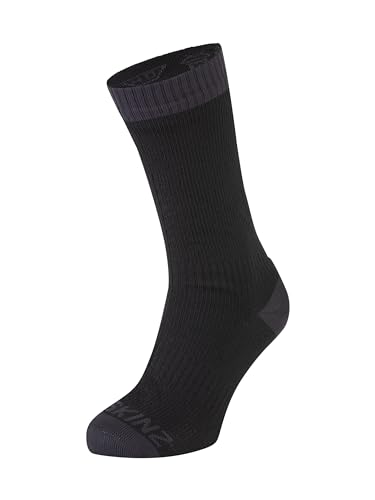 SEALSKINZ Wodoodporna, ciepła pogoda średniej długości skarpety - czarny/szary, S