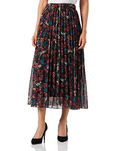 Sidona Damska spódnica plisowana 10530529, czarna, wielokolorowa, S, czarny wielokolorowy, S