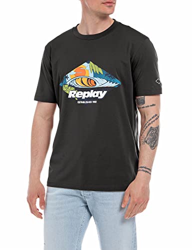 Replay T-shirt męski, Black 098, M