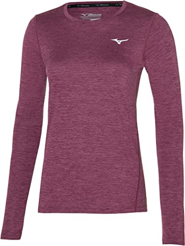 Mizuno Damska koszulka Impulse Core LS do biegania, wina winogronowego, S