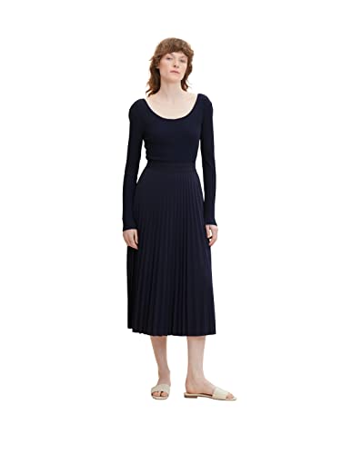 TOM TAILOR Damski Midi plisowana spódnica 1032546, 30025 - Navy Midnight Blue, 42