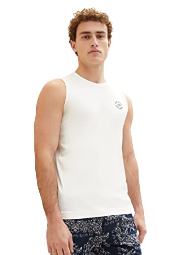 TOM TAILOR Męski 1037261 tank top, 10332-Off biały, XL, 10332 – Off White, XL