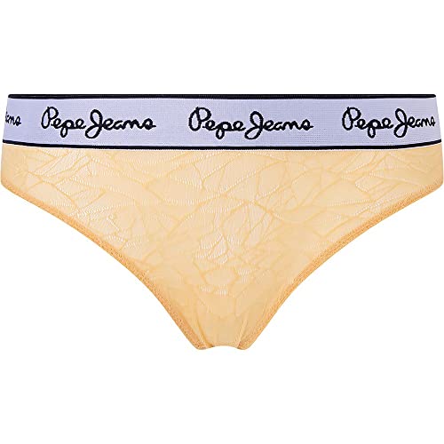 Pepe Jeans Mesh Stringi bielizna w stylu bikini dla kobiet, Żółty (Żółty), M
