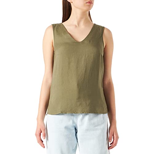 TOM TAILOR Damski lniana bluzka bez rękawów 1031806, 11848 - Jungle Soil Green, 42