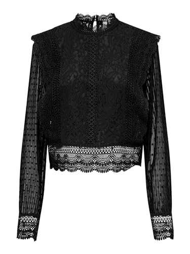 ONLY Onleliana Karo Ls Lace Top WVN, czarny, L